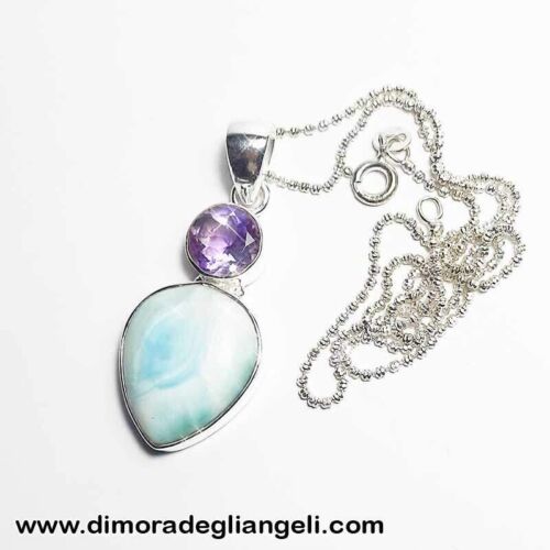 Ciondolo Larimar Ametista in Argento 1478