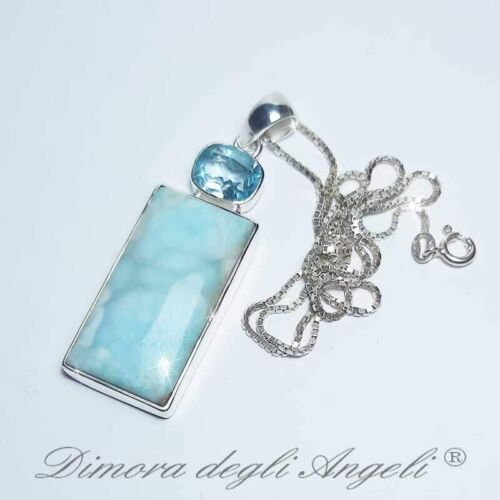 Larimar Topazio Ciondolo con Collana Argento 1498