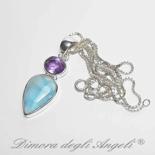 Ciondolo con Larimar Ametista in Argento con Collana 1577