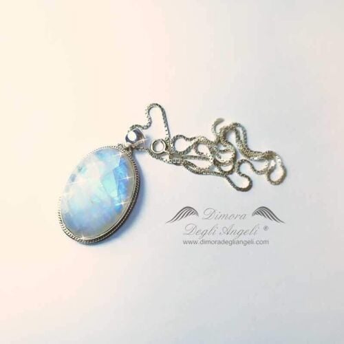 Pietra di Luna Ciondolo Charm in Argento con Collana 1720