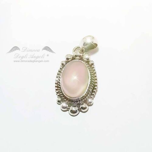 Quarzo rosa ciondolo cabochon in argento 2193