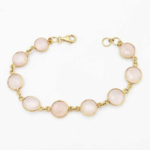 Quarzo Rosa Bracciale Argento Oro 3129