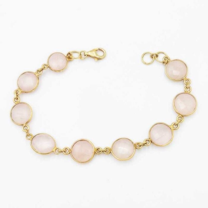 Quarzo Rosa Bracciale Argento Oro 3129